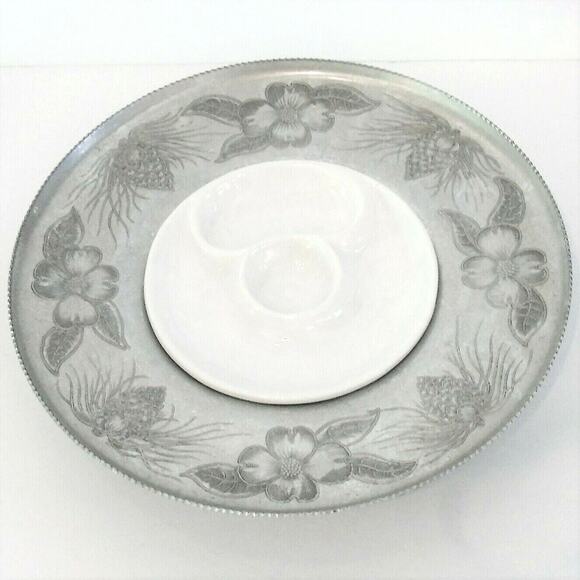 Wilson Specialties Wrought Aluminum LAZY SUSAN Turntable Cake Stand + PLATE USA - Picture 3 of 9
